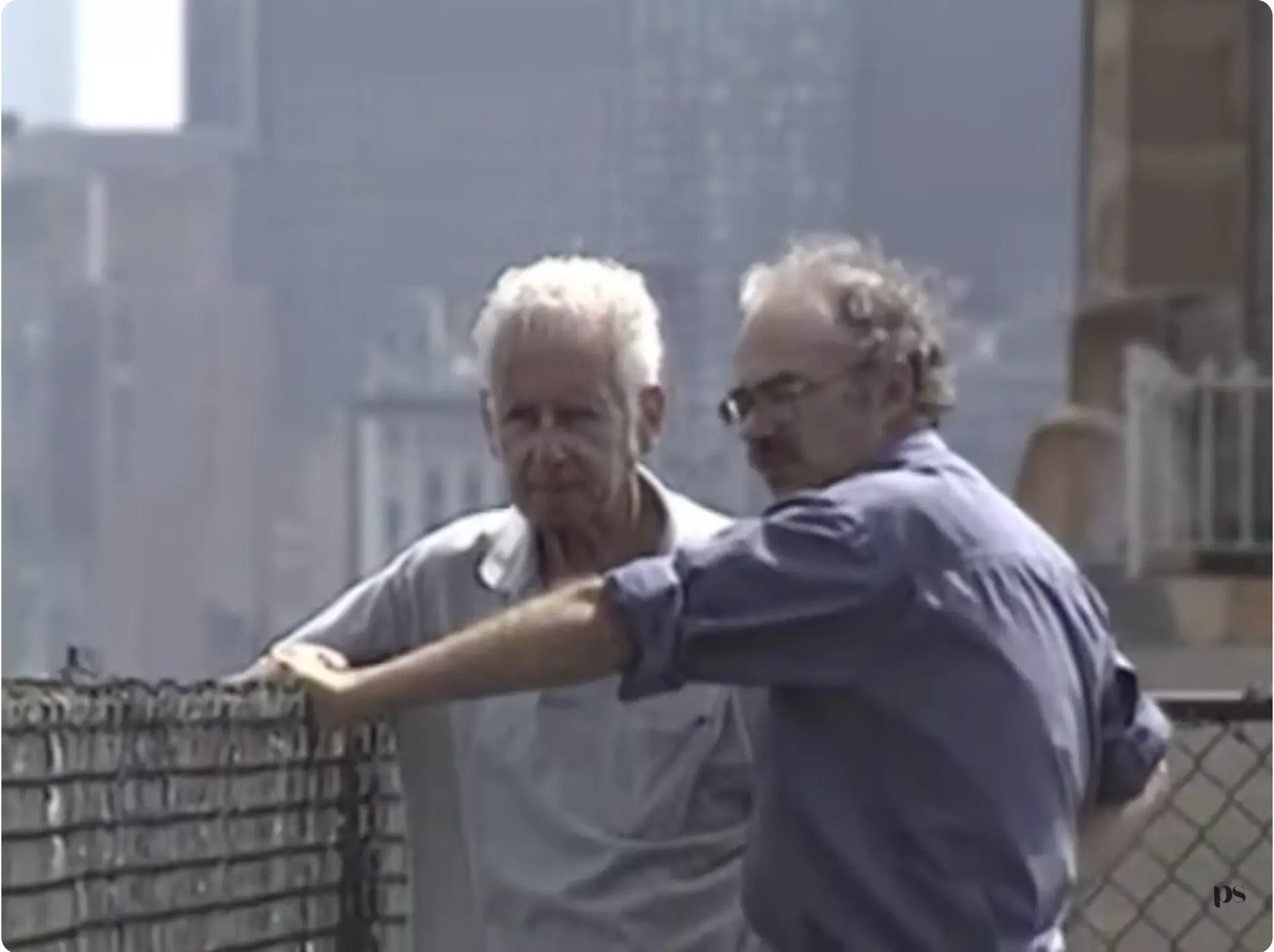Henry Spira and Peter Singer on New York rooftop