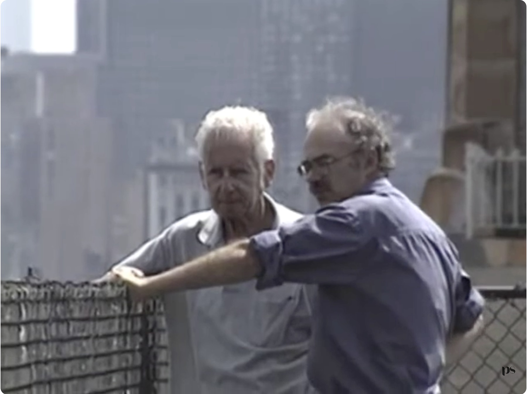 Henry Spira and Peter Singer on a New York rooftop